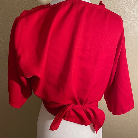 ASOS Red Wrap/Tie Top - Picture 2 of 3